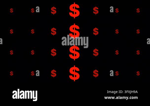 A gradient of glowing red currency symbols on a dark background ...