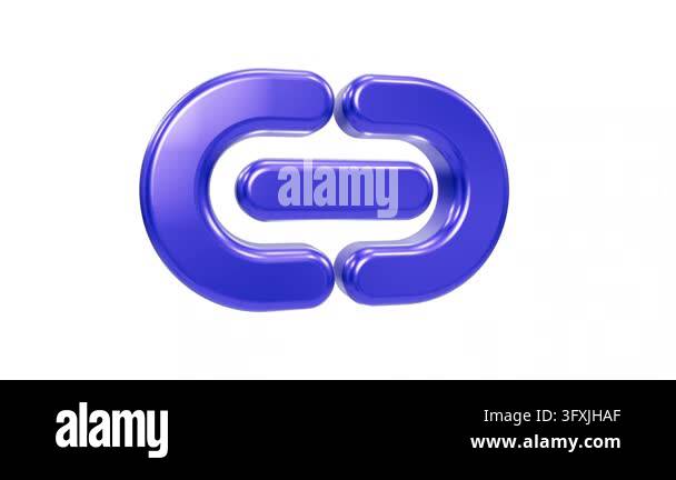 A shiny cobalt blue metallic chain link symbol rendered in a modern 3D ...