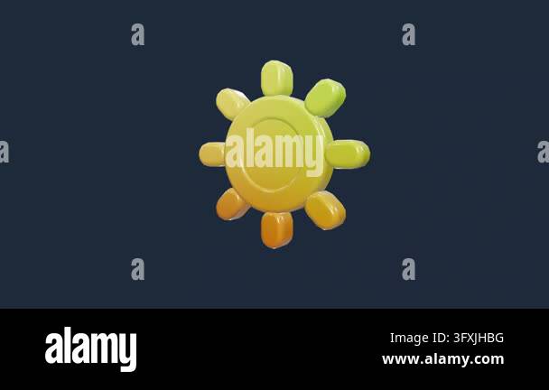 A stylized 3D weather sun icon with a smooth yellow to orange gradient ...