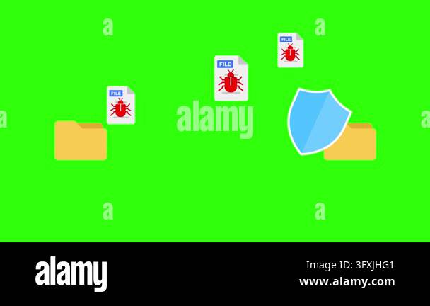 Computer Virus Skin Antivirus shield animated protecting folder from computer virus bug ...