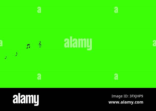 Music notes animated black symbols flowing in a wavy line in 4k on a ...