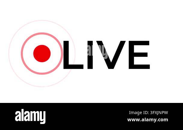 Live icon animated online broadcast indicator with pulsing red circle ...