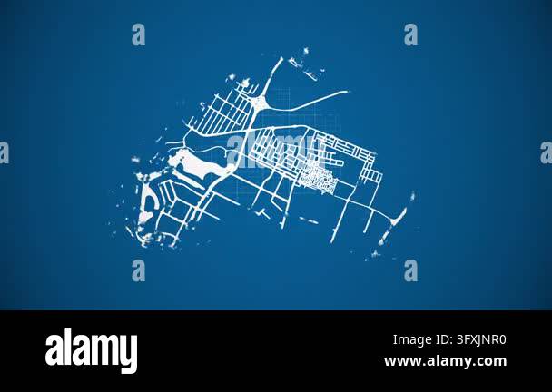 Loop Type Feeder Ink reveal animation of Al Hamriyah city, Fujairah, United Arab ...