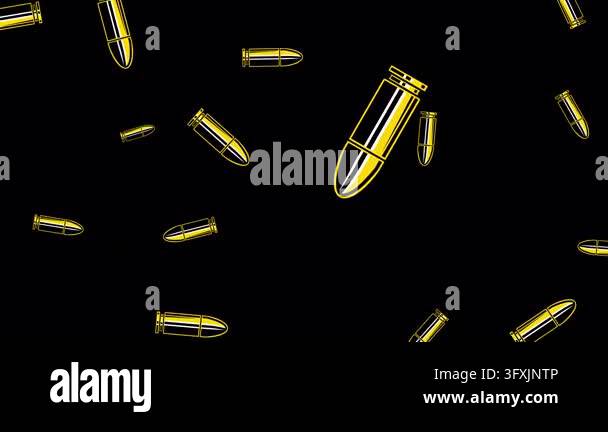 Loop Type Feeder Falling Bullets on a Transparent Alpha Background Animation. Bullet ...