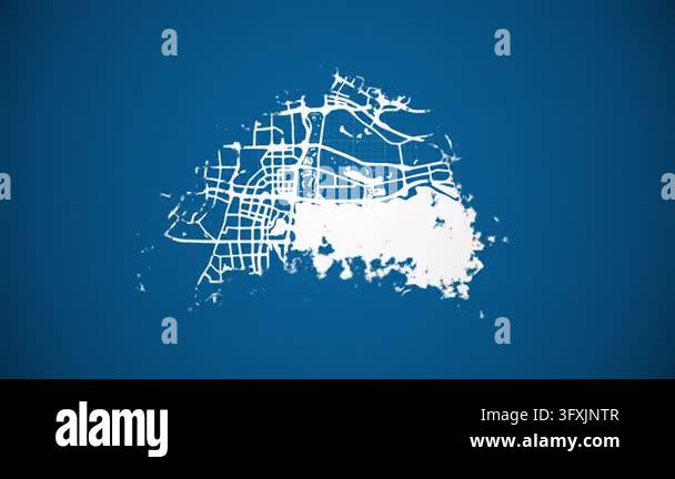 Grid Style In Html Ink reveal animation of Shenzhen city, Guangdong, China, grid map ...
