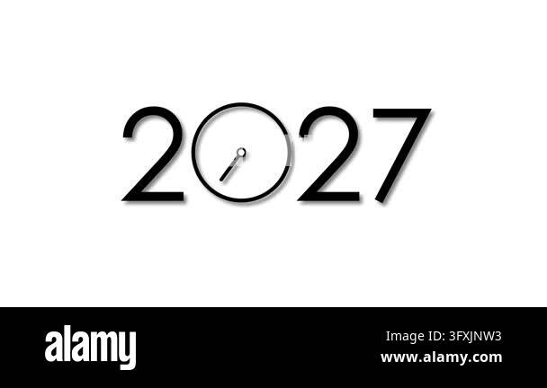 4 Hand Sign Animated 2027 countdown animated minimalist new year design with black numbers ...