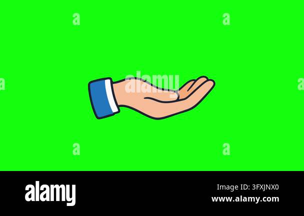 Open hand animated charity and support icon moving palm up and down in ...