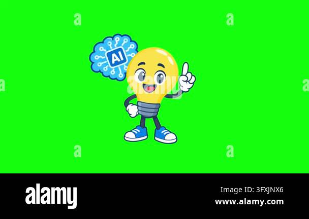 Lightbulb animated artificial intelligence and smart idea concept with ...