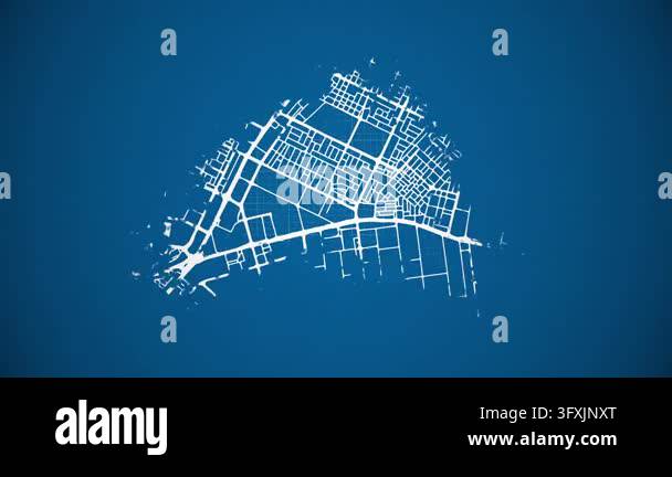Loop Type Feeder Ink reveal animation of Ajman city, United Arab Emirates, grid map ...