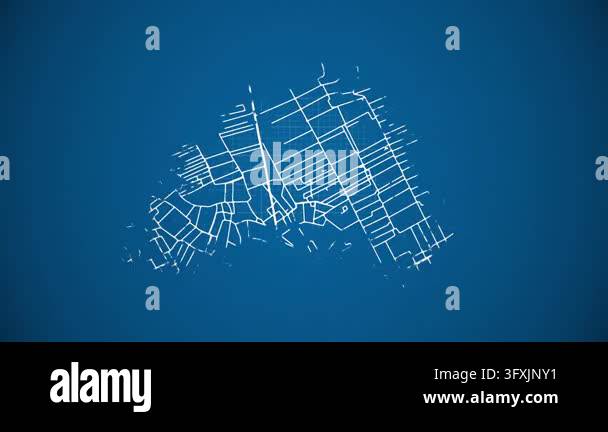 Loop Type Feeder Ink reveal animation of Ban Phaeo city, Thailand, grid map. Aerial top ...