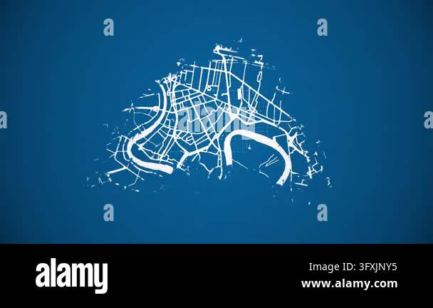Loop Type Feeder Ink reveal animation of Krung Thep Maha Nakhon (Bangkok) city, the ...