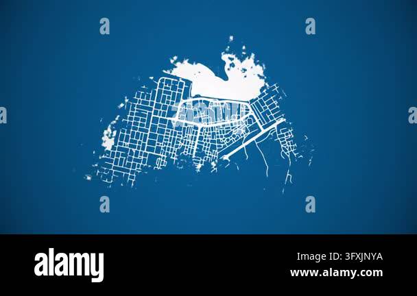 Loop Type Feeder Ink reveal animation of Rams city, Ras Al Khaimah, United Arab Emirates ...