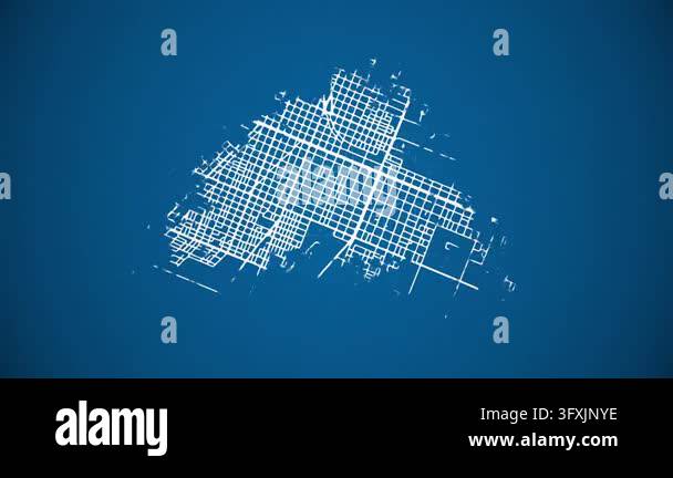 Loop Type Feeder Ink reveal animation of San Rafael city, Mendoza, Argentina grid map ...
