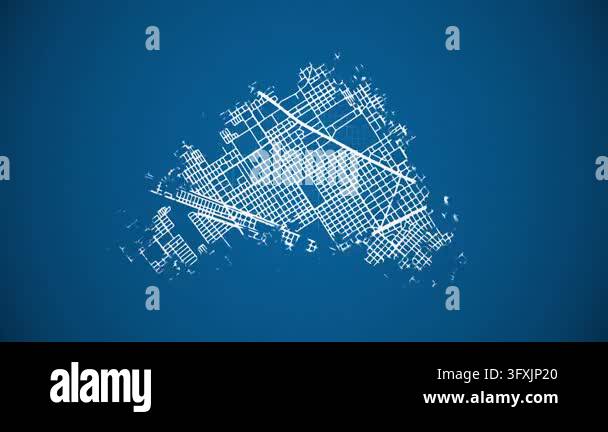 Loop Type Feeder Ink reveal animation of Jose C. Paz city, Buenos Aires, Argentina grid ...
