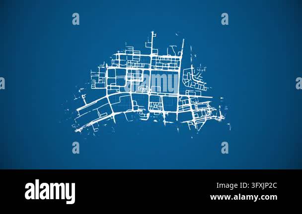Loop Type Feeder Ink reveal animation of Al Ain city, Abu Dhabi, United Arab Emirates ...