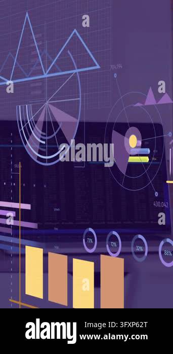 Animation of statistics and financial data processing over computer ...