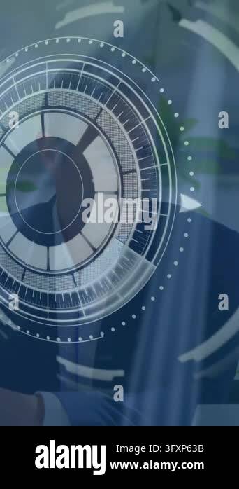 Animation of diverse data on digital screen over diverse businesspeople ...