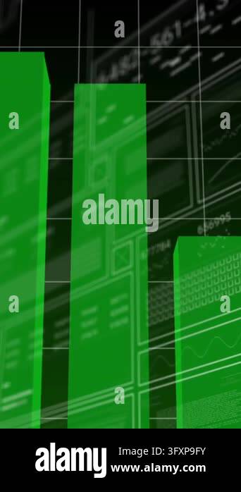 Black Form Interface Animation of interface with statistical data processing against black ...