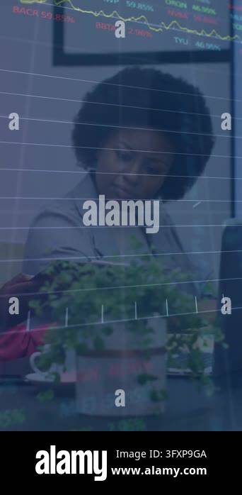 Trade Graph Animation Animation of graphs, trading board, african american female coworkers ...