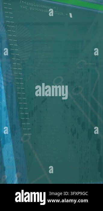 data processing and digital information flowing through a network of ...