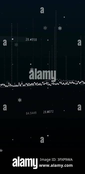 Animation of data processing and white particles floating against black ...