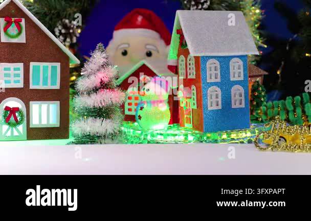 Santa Cap Vector Image Santa Claus and a yellow toy car with letters, set against a backdrop ...