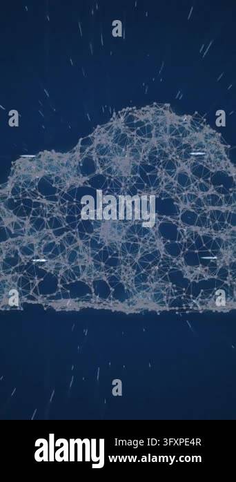 Animation of cloud network of connections over digital screen. global ...