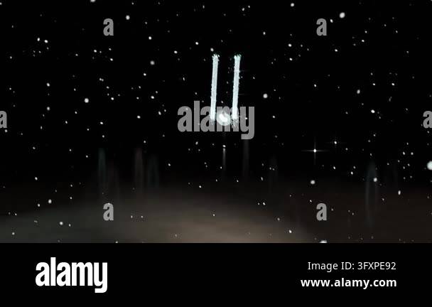 Appearing glowing orb tracing chalky cyan letters spelling Ho in snowy ...