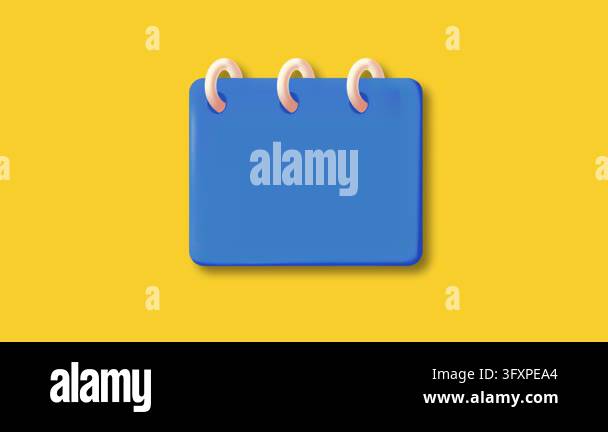 Colorful 3D calendar icon assembling on bright yellow background ...