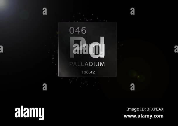 Palladium chemical element tile with Pd symbol, atomic number 46 and ...