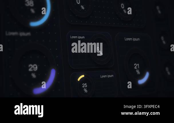 Digital internet speed dashboard with animated circular percentage ...