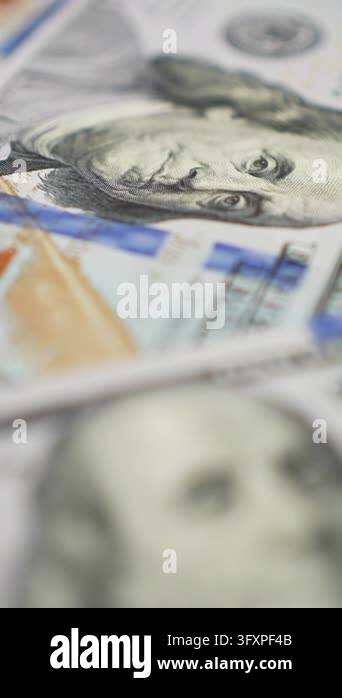 Many american cash banknotes lying pattern under angle. Business ...
