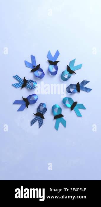 Blue november awareness concept. Various blue ribbons with black paper ...