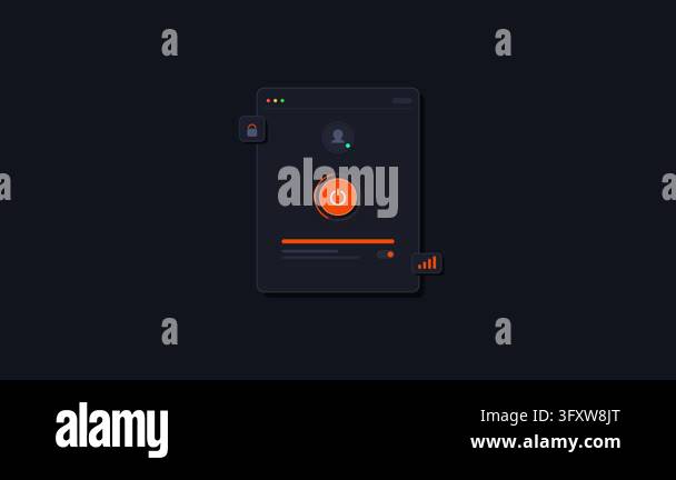 Minimalist dark mode software application interface with power button ...