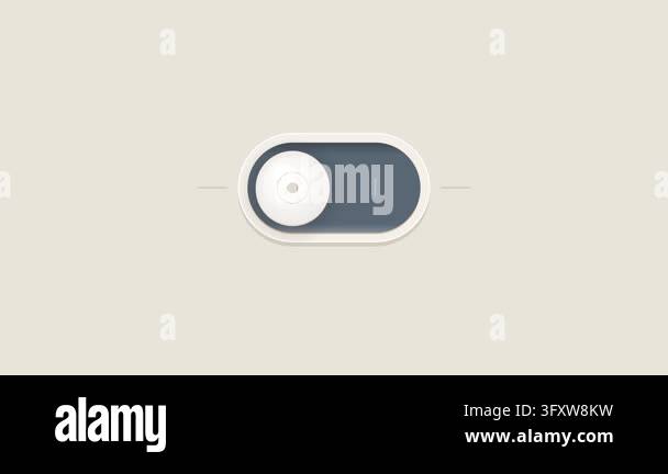 Minimalist user interface toggle switch sliding to active position with ...