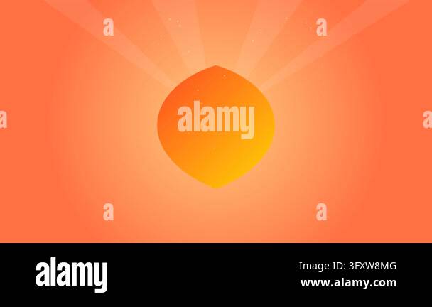 Minimalist orange sun shape animating with radiating light rays and ...