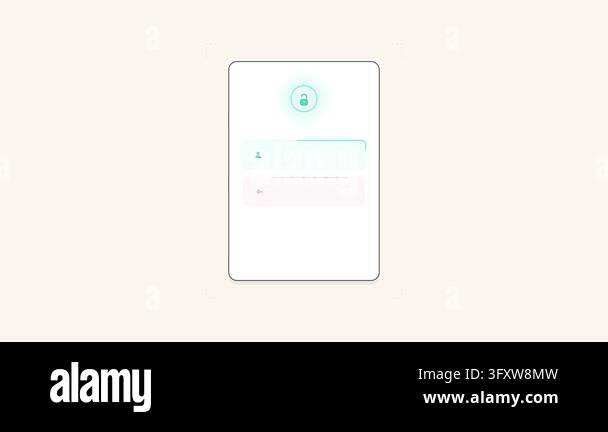 Animated login screen interface with user authentication form and ...