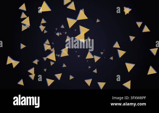 Abstract golden triangles with chromatic aberration glitch floating on ...