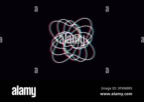 Similarity Effect Graph Abstract glowing RGB spirograph rotating on black background with ...