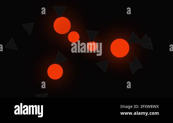 Abstract Motion Background with Glowing Red Circles and Black Triangles ...