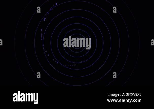 Abstract Weather Map Abstract HUD radar interface with rotating purple concentric rings and ...