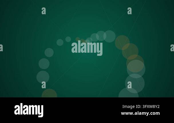 Animated abstract circles form a looping arc on a dark green gradient ...