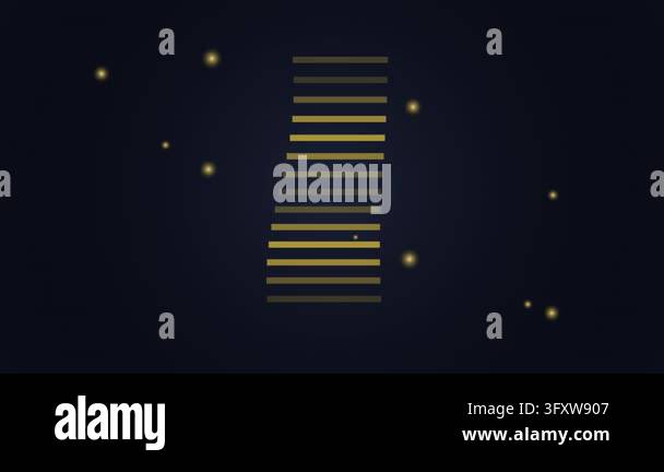 Golden lines animating with sparkling particles on a dark background ...