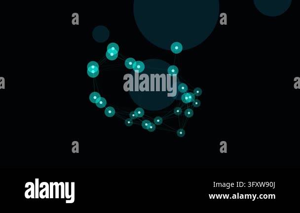 Plexus Vector Graphics Teal digital network nodes connecting on black background. Data plexus ...