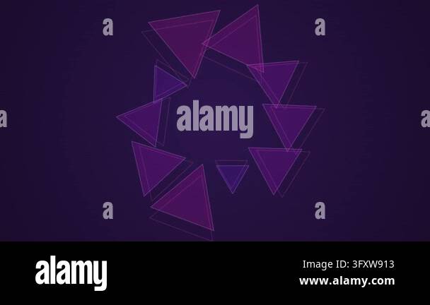 Abstract Purple Triangles Rotating in a Circular Motion Background ...