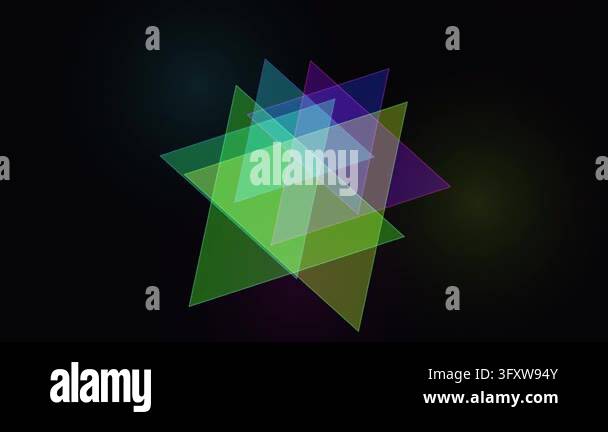 Abstract motion background with rotating colorful translucent triangles ...