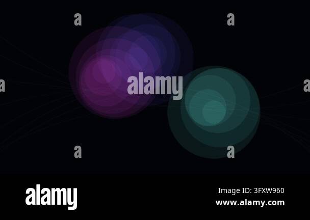 Abstract Motion Graphics of Floating Glowing Neon Circles on Dark ...