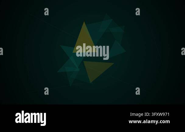 Abstract geometric animation with moving triangles on dark background ...