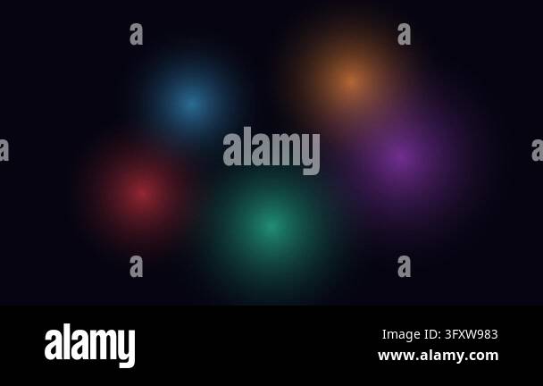 Abstract 4k Moving Abstract background with moving glowing colorful light orbs on dark ...