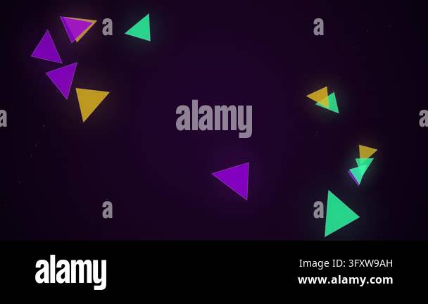 Colorful Geometric Triangles Floating in Dark Abstract Motion ...
